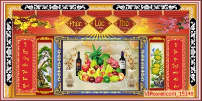 File ảnh Tranh phòng thờ, bàn thờ, mâm ngũ quả file PSD 15148 (gốc) cho trang trí nhà hàng