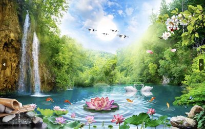 Hình ảnh file gốc Tranh phong cảnh Sơn Thủy Hữu Tình đẹp #42 cho in UV