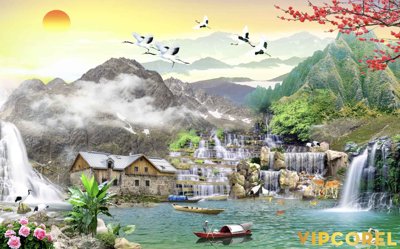 File tranh Tranh phong thủy 3D - phong cảnh sơn thủy hữu tình #111 (gốc) chủ đề động vật