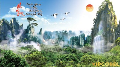 File gốc Tranh phong thủy 3D - phong cảnh sơn thủy hữu tình #113 (in ấn) không giới hạn