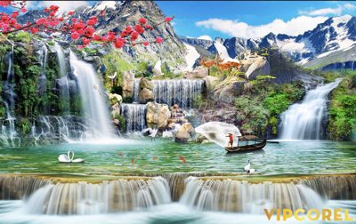 File tranh gốc Tranh phong thủy 3D - phong cảnh sơn thủy hữu tình #67 (bản quyền) độc đáo