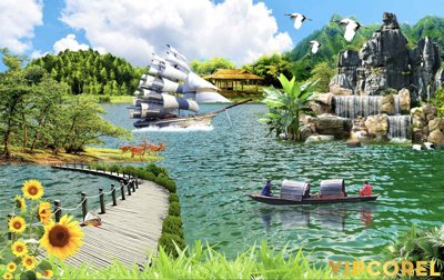 Download file gốc Tranh phong thủy 3D - phong cảnh sơn thủy hữu tình #75 (in mica) logo