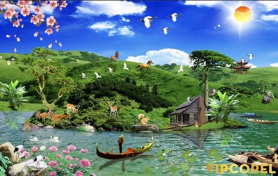 File in trần Tranh phong thủy 3D - phong cảnh sơn thủy hữu tình #80 (file gốc) chủ đề vũ trụ