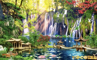 File ảnh gốc Tranh phong thủy 3D - phong cảnh sơn thủy hữu tình #83 không vỡ nét