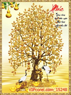 File gốc Tranh tài lộc - Tranh tường 3D file PSD 15248 (chuẩn màu) cho in offset