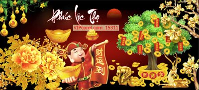 File PSD Tranh tài lộc - Tranh tường 3D file PSD 15311 (bản gốc) chất lượng nhất