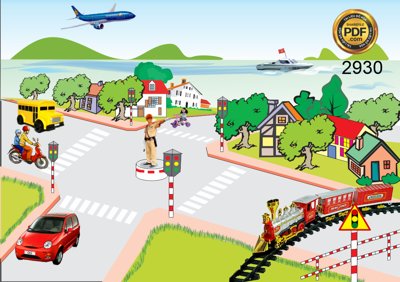 File tranh Tranh tường giao thông mầm non file corel (gốc) in vải canvas