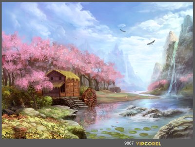 File gốc Tranh tường quán cà phê #04 file in tif (in lụa) tranh thuận buồm