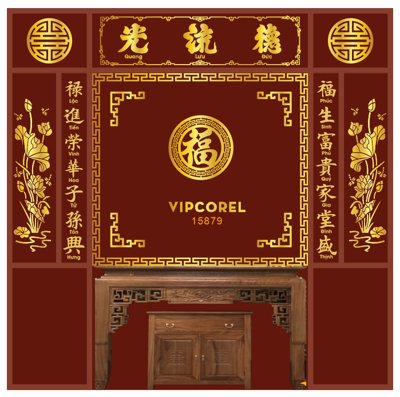 File gốc Vách CNC ốp tường sau bàn thờ #101 file corel (trang trí) cho phòng khách