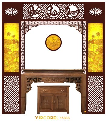 File gốc Vách CNC ốp tường sau bàn thờ #107 file corel (chuẩn màu) cho in offset