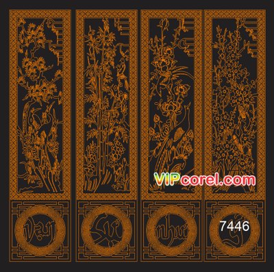 File gốc Vách ngăn CNC tranh tứ quý Tùng Trúc Cúc Mai #2 (Filetranh.com) Vách ngăn CNC tranh tứ quý Tùng Trúc Cúc Mai #2