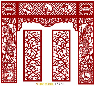 File tranh Vách ngăn cá chép CNC phòng thờ chữ Phúc Lộc Thọ (file gốc) chuẩn màu in