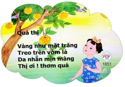 File tranh Văn thơ trang trí mầm non - Quả Thị file PDF & CDR (bản gốc) in canvas
