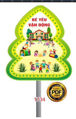File gốc [VIP] Tranh hình cây Bé yêu vận động file PDF & CDR (in lụa) trang trí tường