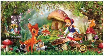 File gốc [VIP] Tranh tường Cô bé quàng khăn đỏ và con sói file PDF & CDR (PNG) không nền chất lượng