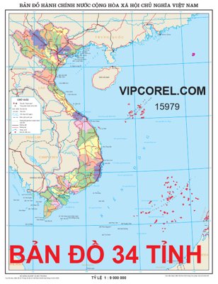 Tải file Vector Bản đồ Việt Nam 34 tỉnh thành 2025 vipcorel (ảnh gốc) in tranh kính