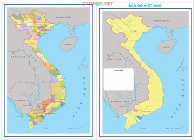 File gốc in ấn Vector Bản đồ Việt Nam 64 Tỉnh file Corel chuẩn màu CMYK