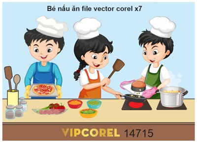 Tải file Vector bé nấu ăn file corel (ảnh gốc) file AI/EPS