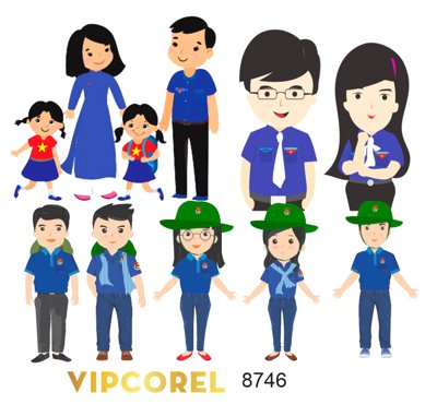 File tranh gốc PSD Vector chibi đoàn 26-3 file corel còn nguyên layer