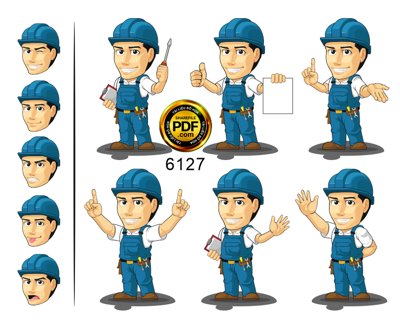 File in trần Vector chibi thợ sửa chữa bảo trì file corel (bản gốc) trời sao