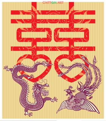 Tải file gốc Vector song hỷ - Long phụng file CorelDRAW (in khổ lớn) không vỡ