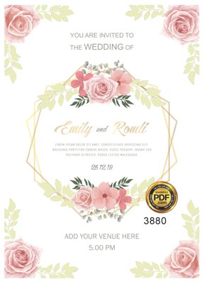 File tranh gốc in trần nhà Vector wedding Invitation #115 file PDF 3D