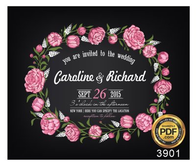 File in lụa Vector wedding Invitation #136 file PDF (tân cổ điển) Vector wedding Invitation #136 file PDF
