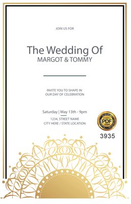 File tranh gốc Vector wedding Invitation #170 file PDF (bản quyền) độc đáo