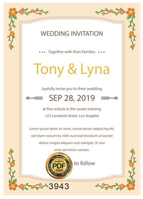 Download file gốc Vector wedding Invitation #179 file PDF (in lụa) cao cấp