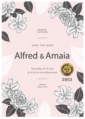 File gốc Vector wedding Invitation #189 file PDF (chủ đề hiện đại) trang trí