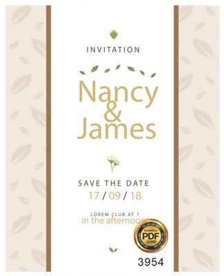 Tải file Vector wedding Invitation #190 file PDF (PSD) cho in ấn quảng cáo