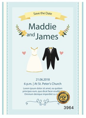 File gốc Vector wedding Invitation #200 file PDF (in tráng gương) hiện đại