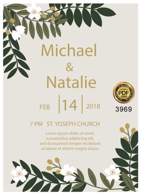 File gốc Vector wedding Invitation #205 file PDF (in tráng gương) ốp tường