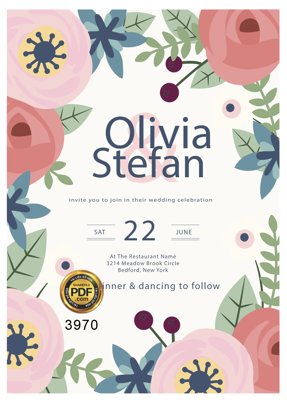 File gốc Vector wedding Invitation #206 file PDF (in mica) làm quà tặng