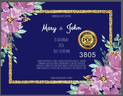 File gốc Vector wedding Invitation #40 file PDF (in mica) làm quà tặng