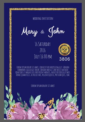 File tranh ảnh gốc Vector wedding Invitation #41 file PDF dùng cho in khổ lớn