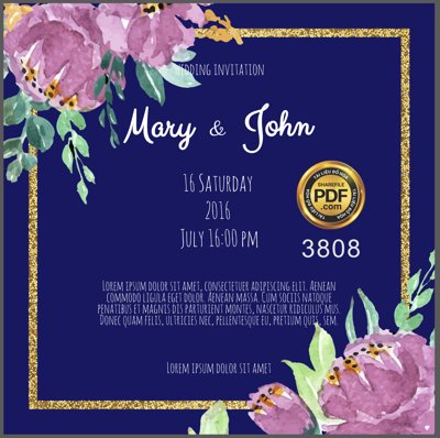 Ảnh gốc file in lụa Vector wedding Invitation #43 file PDF chi tiết