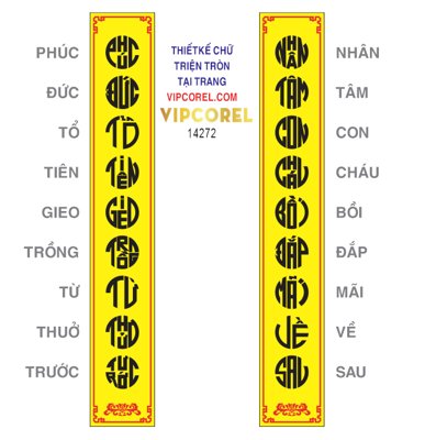 File ảnh chữ triện PHÚC ĐỨC TỔ TIÊN GIEO TRỒNG TỪ THUỞ TRƯỚC (gốc) in backdrop sự kiện