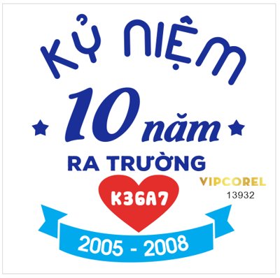 File tranh file corel logo in áo kỷ niệm 10 năm ra trường (gốc) phong cách tối giản