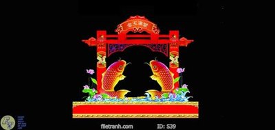 Chi tiết file ảnh Tranh cửu ngư quần hội sen cá S39 sắc nét