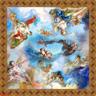 Download file gốc File tranh trần mây 3d TR475 (in lụa) hoa lá