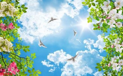 Download file ảnh gốc File tranh trần mây 3d TR594 để in ấn