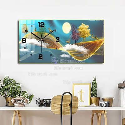 File in ấn File tranh đồng hồ tráng gương BDH1034 chuyên nghiệp