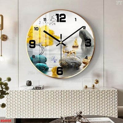 File in trần File tranh đồng hồ tráng gương BDH129 (file gốc) hoa văn 3D