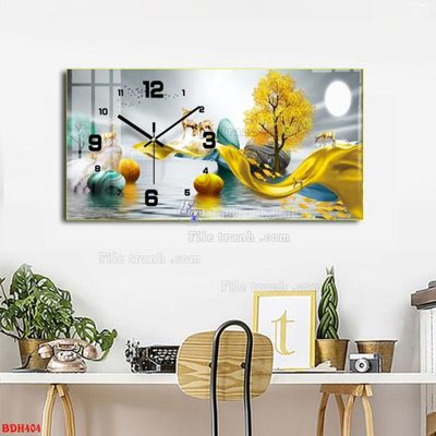 File tranh File tranh đồng hồ tráng gương BDH404 (gốc) phong cách tối giản