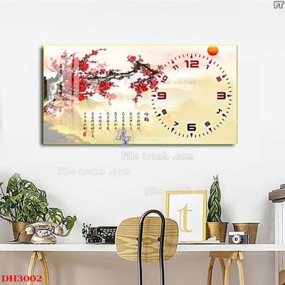 File gốc File tranh đồng hồ tráng gương DH3002 (in mica) trang trí