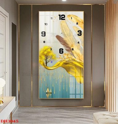 File in lụa File tranh đồng hồ tráng gương DH3045 (tân cổ điển) File tranh đồng hồ tráng gương DH3045