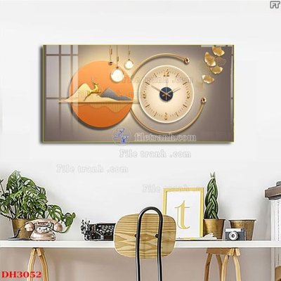 Tải về hình ảnh gốc File tranh đồng hồ tráng gương DH3052 sắc nét