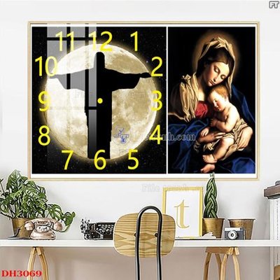 Download file File tranh đồng hồ tráng gương DH3069 (gốc) in mica bàn thờ