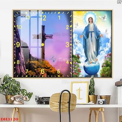 File gốc File tranh đồng hồ tráng gương DH3120 (in lụa) cao cấp